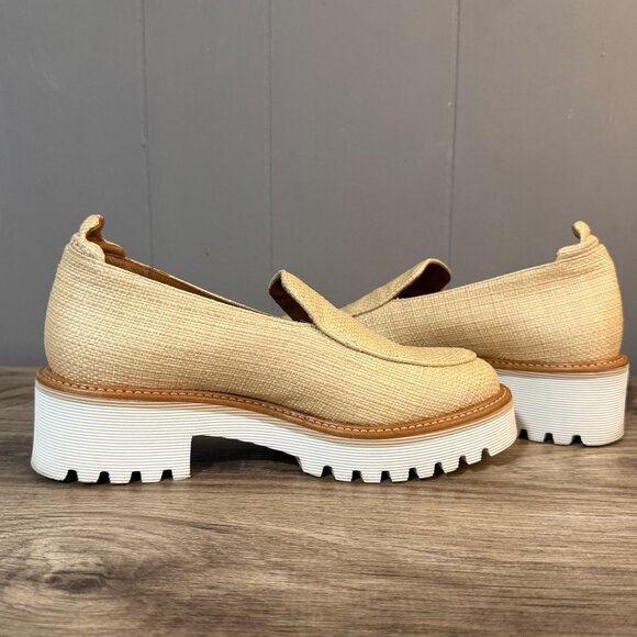 M. Gemi Raffia Lug Sole Loafers Woven Fabric Chunky Rubber Sole Sz 38 US 7.5 - Picture 5 of 8